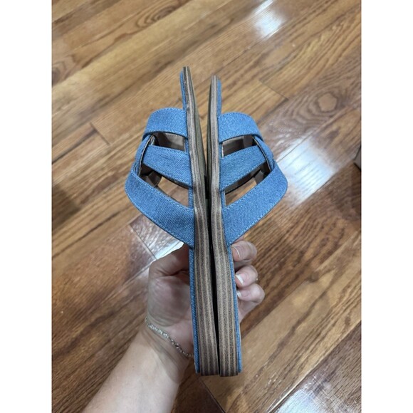 NEW BCBGeneration Sandals 9.5M Meltem Square Toe Denim Jean Slide Sandal Casual - Picture 9 of 13